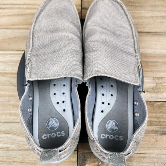 Mens Crocs Walu size 10 Canvas Casual Slip On Boat Loafers Shoes - Picture 5 of 9